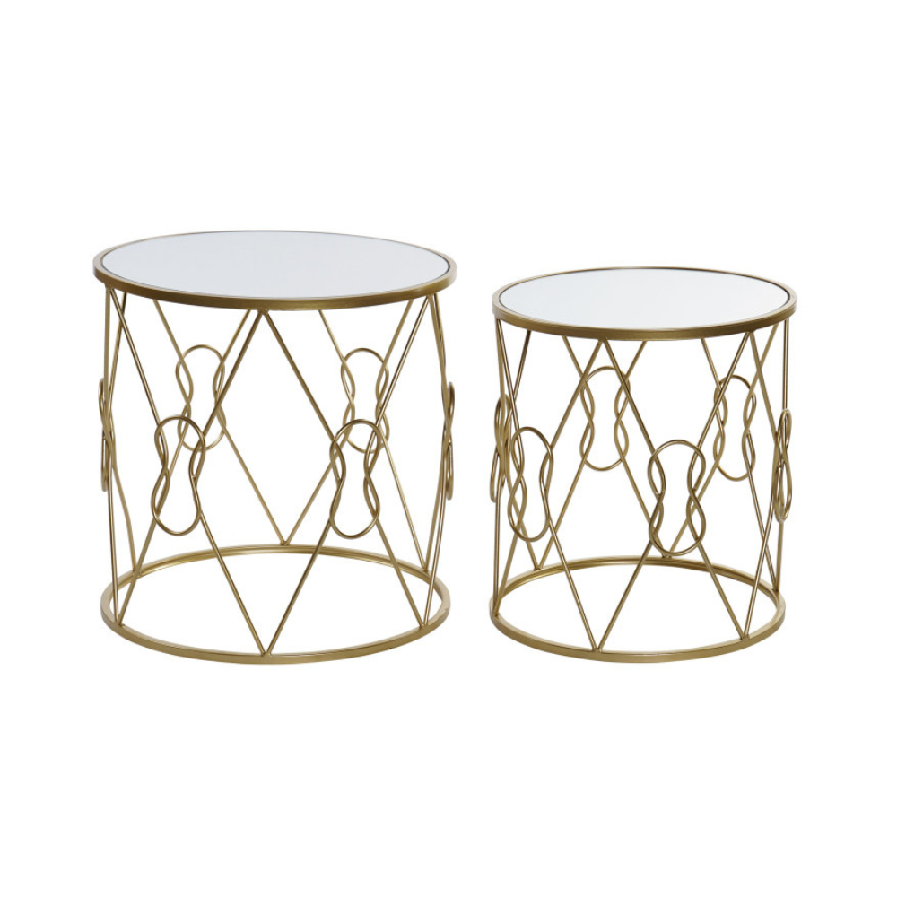 SET TAVOLINI ORO E SPECCHIO